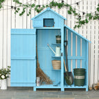 Wooden Shed, Garden Storage Cabinet with Log Store, Waterproof Asphalt Roof and Lockable Door, Narrow Tool Organizer, 130 x 55 x 180 cm Outsunny