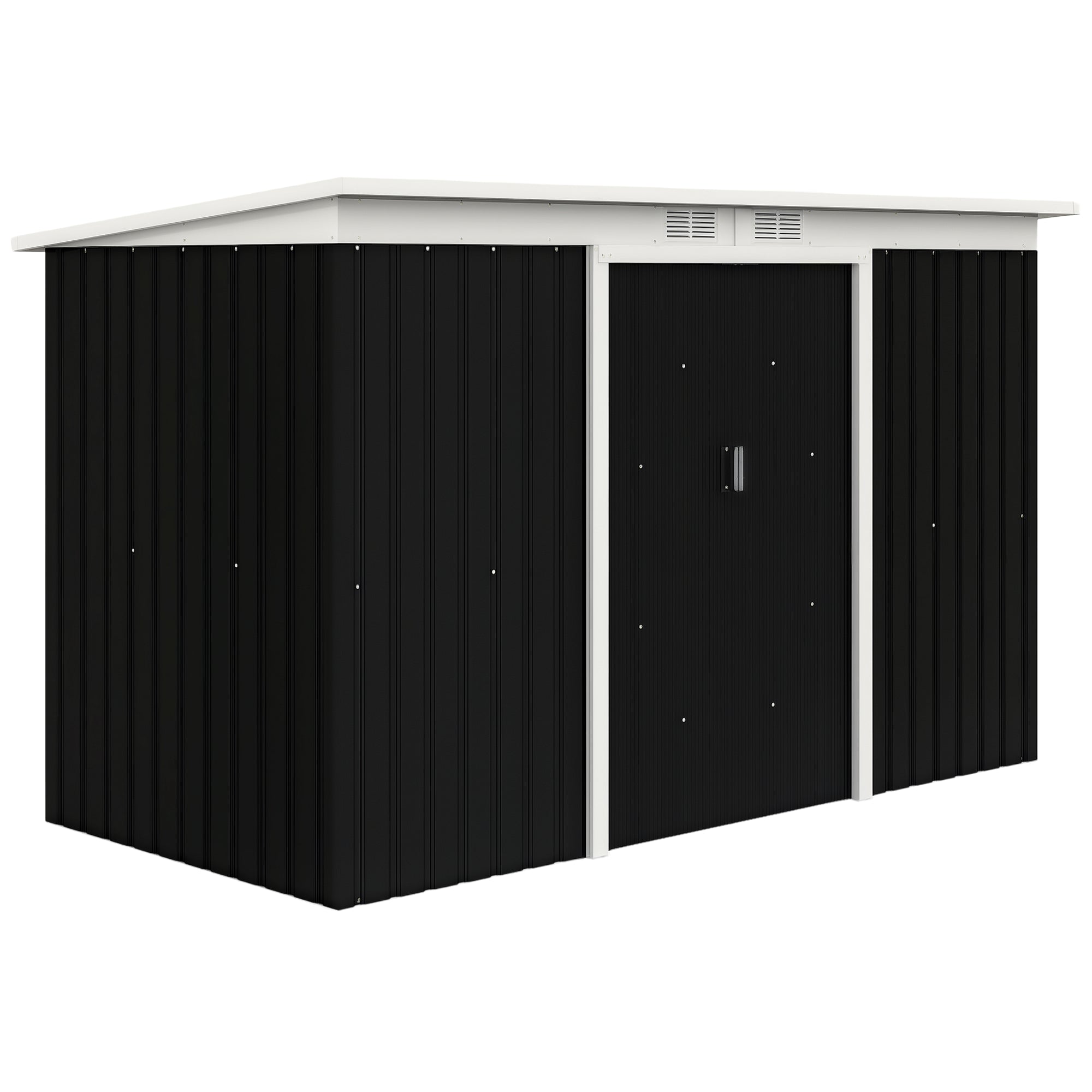 9ft x 4ft Metal Garden Shed, Outdoor Tool House with Foundation Kit, Ventilations and Double Doors Outsunny