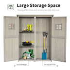 Wooden Garden Shed with Two Windows, Tool Storage Cabinet, Outdoor Double Door Organizer 127.5L x 50W x 164H cm Outsunny