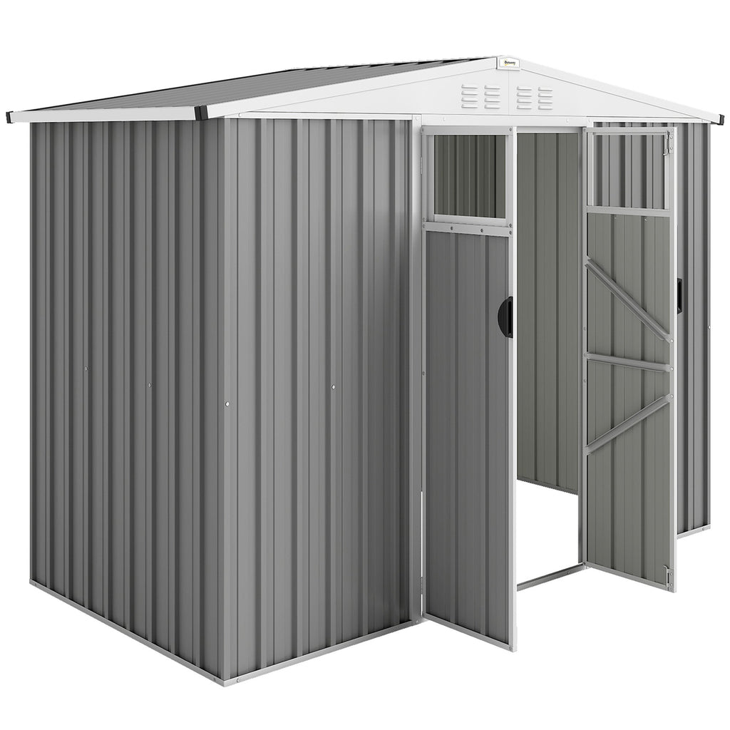8 x 4 ft Metal Garden Shed, Garden Storage Shed with Window, 4 Vents and Lockable Door, Waterproof Galvanised Steel Tool Storage Shed Outsunny