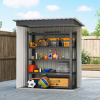 5 x 3ft Garden Storage Shed with Sliding Door and Sloped Roof Outdoor Equipment Tool Outsunny