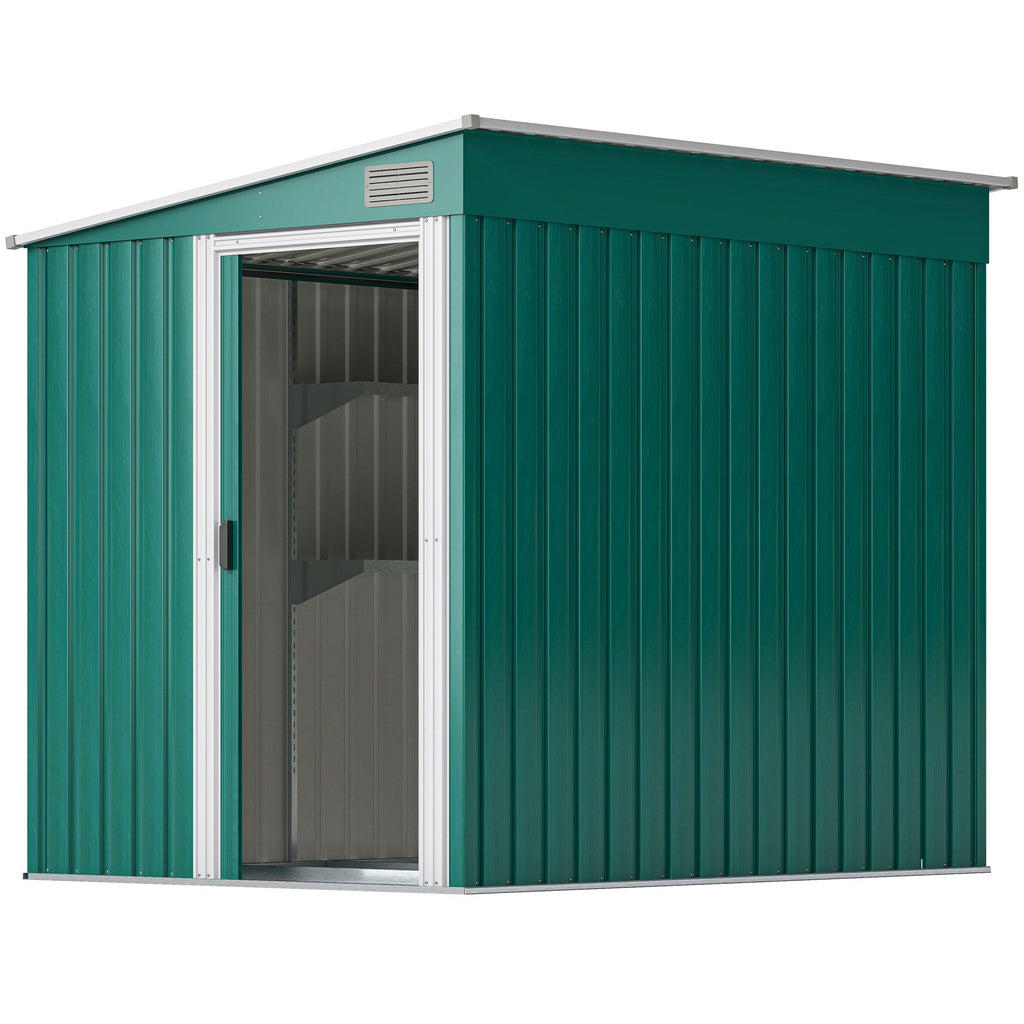 7 x 5ft Galvanised Metal Shed, with Sliding Door Outsunny