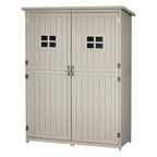 Wooden Garden Shed with Two Windows, Tool Storage Cabinet, Outdoor Double Door Organizer 127.5L x 50W x 164H cm Outsunny