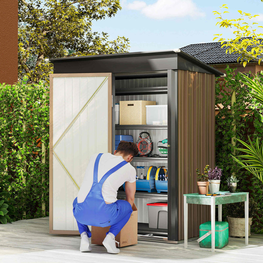 5 x 3ft Corrugated Steel Storage Shed, with Lock Outsunny
