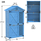 Outdoor Wooden Storage Shed with Ventilation Slots, Weatherproof Roof, Fir Wood Tool House for Garden, Backyard, 90L x 56.5W x 175.5H cm AU Store