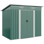 7 x 4ft Outdoor Storage Shed with Foundation Kit, Lean to Metal Garden Shed for Log, Rubbish Bin, Tool, Lawnmower, Bike, Patio and Lawn Use Outsunny