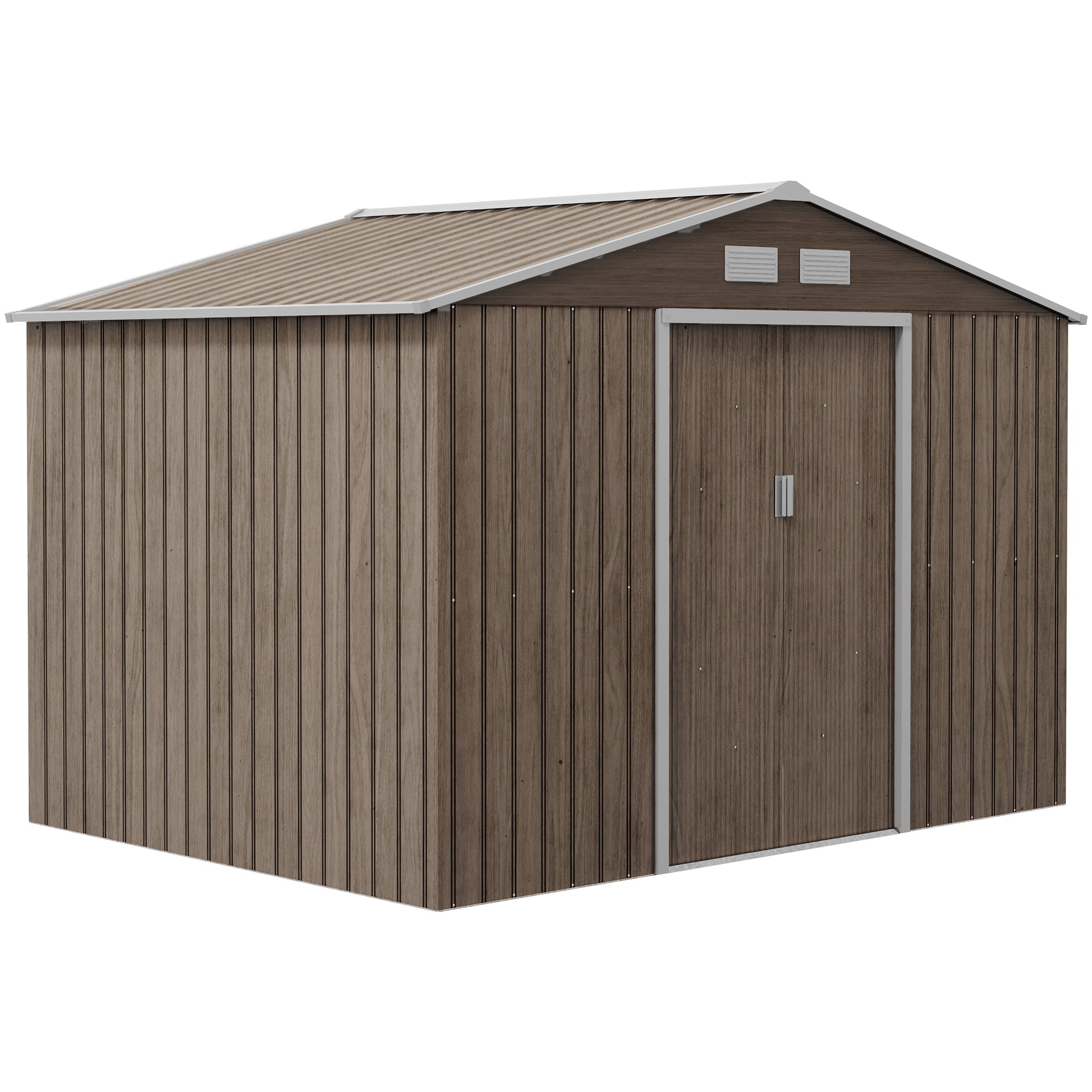 9 x 6ft Steel Garden Shed, Outdoor Storage Tool House with Vents, Foundation and Lockable Double Doors Outsunny