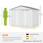7.7 x 5.7ft Outdoor Garden Storage Shed, Metal Tool House with Ventilation and Sliding Doors Outsunny