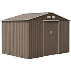 9 x 6ft Steel Garden Shed, Outdoor Storage Tool House with Vents, Foundation and Lockable Double Doors Outsunny