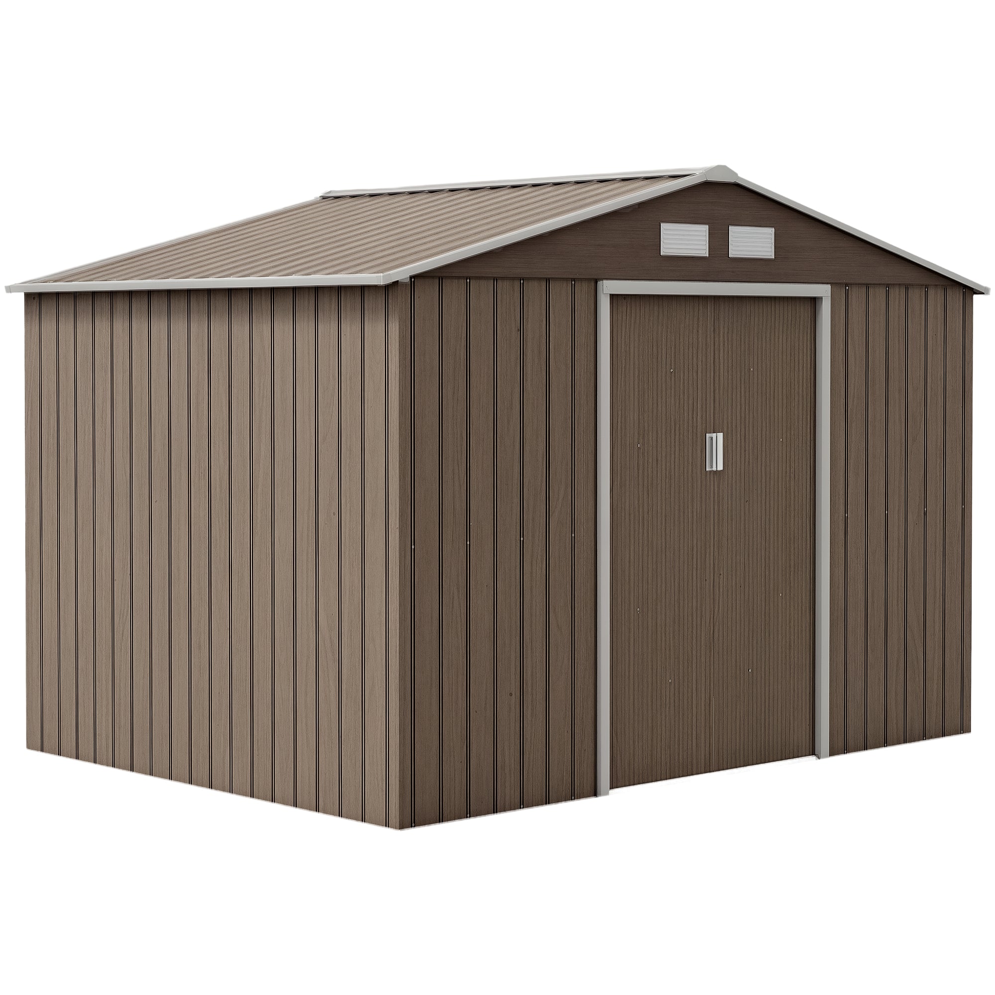 9 x 6ft Steel Garden Shed, Outdoor Storage Tool House with Vents, Foundation and Lockable Double Doors Outsunny