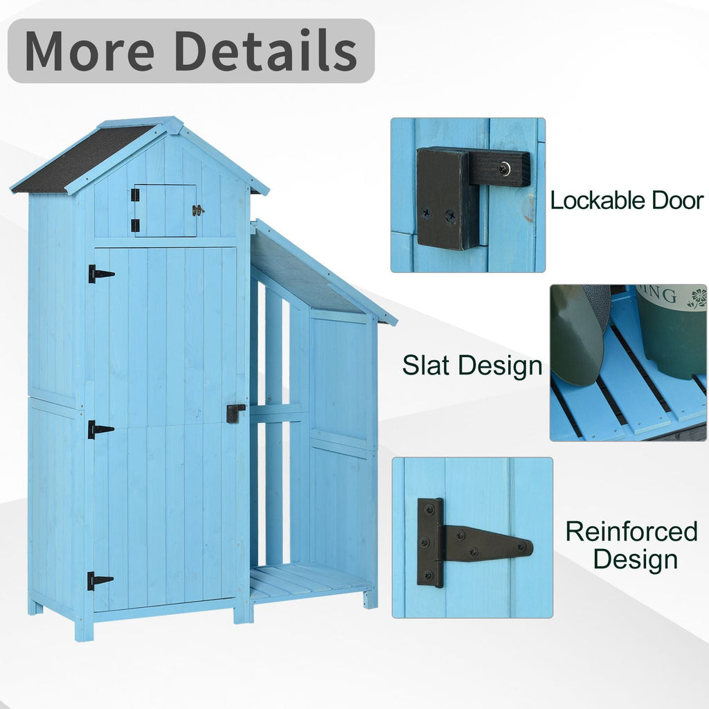 Wooden Shed, Garden Storage Cabinet with Log Store, Waterproof Asphalt Roof and Lockable Door, Narrow Tool Organizer, 130 x 55 x 180 cm Outsunny