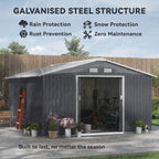 13 x 11ft Metal Garden Shed, Outdoor Storage Tool House with Ventilation Slots, Foundation Kit and Lockable Double Doors