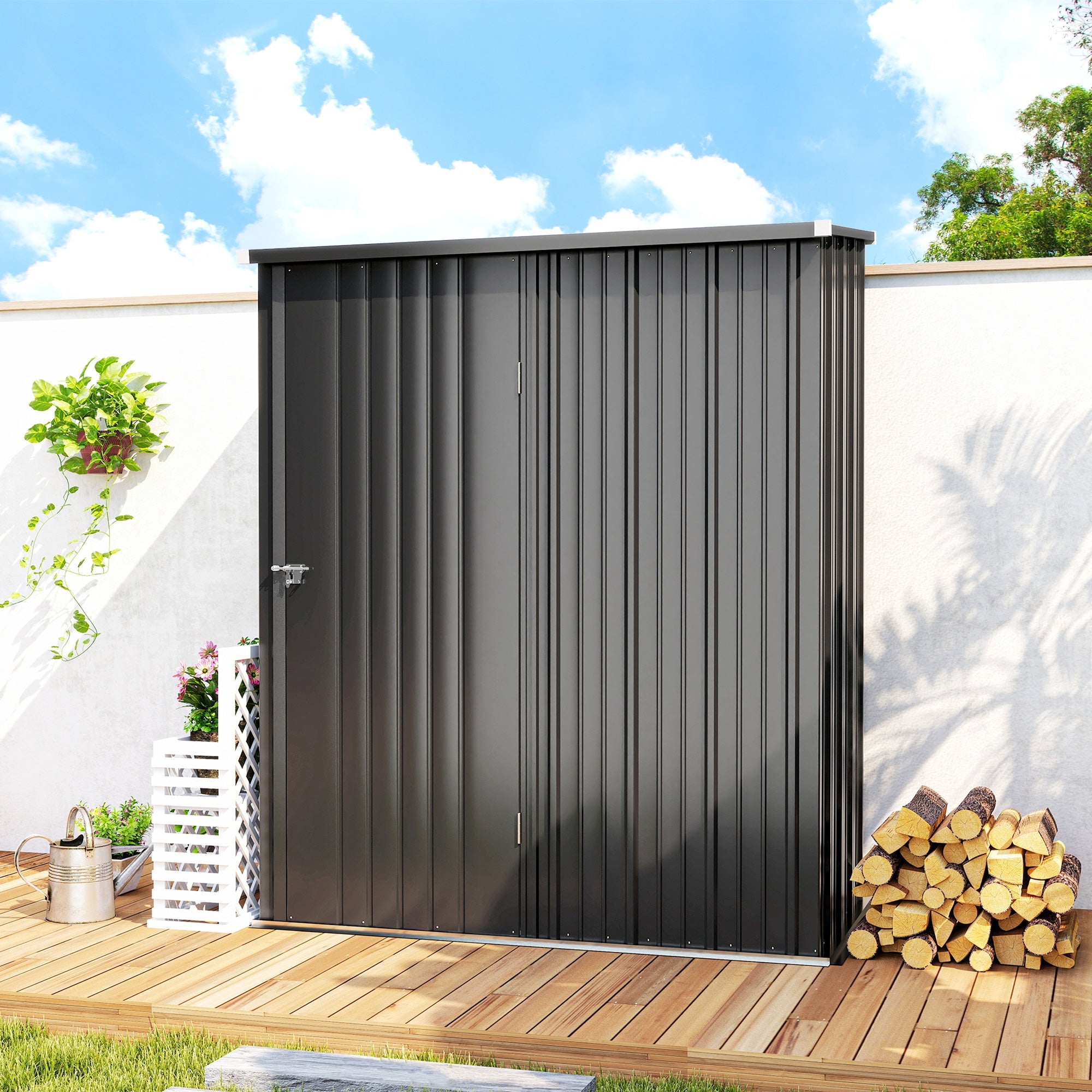 5.3 x 3.1ft Corrugated Steel Garden Shed Outsunny