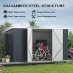 11 x 5.6ft Galvanised Steel Garden Shed, Metal Shed, Garden Storage Shed with Lockable Doors and Gloves for Outdoor Patio, Garden, Grey