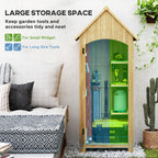 Small Shed, Wooden Garden Storage Shed with 3 Shelves, Outdoor Tool Storage Cabinet with Tilt Roof and Lockable Door, 77.5 x 54.2 x 179.5 cm, Natural Outsunny