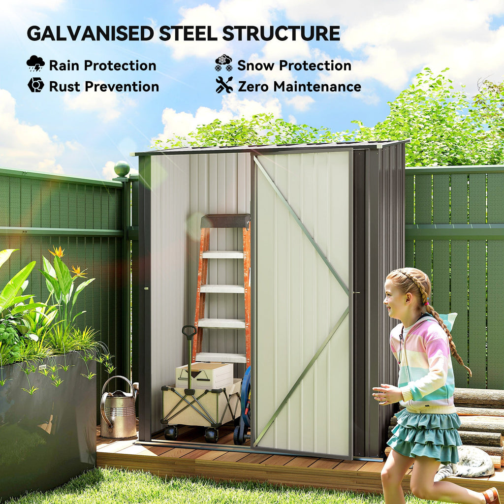 5.3 x 3.1ft Corrugated Steel Garden Shed Outsunny