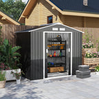 7 x 4ft Weatherproof Shed, Outdoor Bike Storage Shed with Ventilation Slots, Foundation Kit and Lockable Double Doors Outsunny