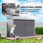 5 x 9ft Galvanised Metal Garden Shed with Foundation Kit, Outdoor Lean-to Shed, Tool Storage House with Lockable Doors, Gloves and 2 Air Vents for Patio Outsunny