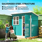 7 x 4ft Galvanised Steel Garden Shed, with Lock and Gloves Outsunny
