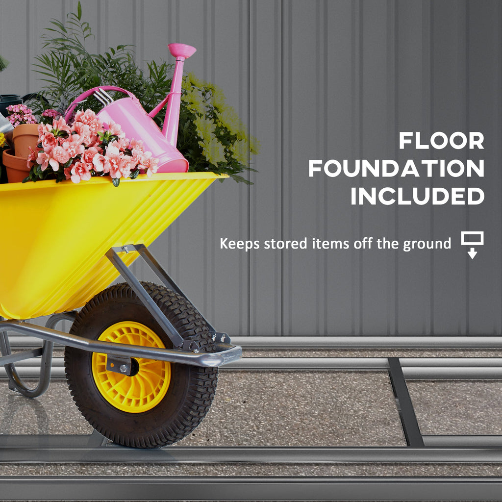 7 x 5ft Galvanised Metal Shed, with Sliding Door Outsunny