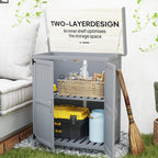 Wooden Garden Shed, Garden Tool Storage Shed with Hinged Roof and Shelf, Outdoor Storage Cabinet with Double Doors Outsunny