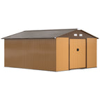 13 x 11ft Metal Garden Shed, Outdoor Storage Tool House with Ventilation Slots, Foundation Kit and Lockable Double Doors