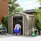 7 x 4ft Metal Garden Storage Shed with Vents, Floor Foundation Kit and Lockable Double Doors Outsunny