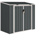 5ft x 3ft Garden 2-Bin Steel Storage Shed, Double Rubbish Storage Shed, Hide Dustbin w/ Locking Doors and Openable Lid Outsunny