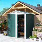 Garden Metal Tool Storage Shed with Sliding Door, Sloped Roof and Floor Foundation, 152 x 132 x 188cm Outsunny