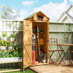 Garden Shed Wood Outdoor Garden Tool Storage Unit with 3 Detachable Shelves, 77 x 54.2 x 179cm Outsunny