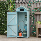 Garden Shed Vertical Utility 3 Shelves Shed Wood Outdoor Garden Tool Storage Unit Storage Cabinet, 77 x 54.2 x 179cm Outsunny