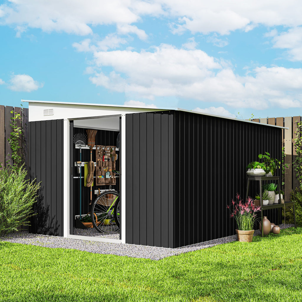 3.3 x 2.68m Corrugated Metal Shed Outsunny