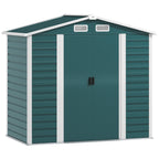 7 x 4ft Garden Shed, Easy to Assemble, Upgraded Galvanised Steel Frame with Foundation Kit, Double Doors with Lock, Outdoor Metal Shed with Vents and Gloves, Garden Storage Shed Outsunny