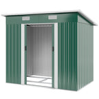 7 x 4ft Outdoor Storage Shed with Foundation Kit, Lean to Metal Garden Shed for Log, Rubbish Bin, Tool, Lawnmower, Bike, Patio and Lawn Use Outsunny