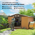 13 x 11ft Metal Garden Shed, Outdoor Storage Tool House with Ventilation Slots, Foundation Kit and Lockable Double Doors