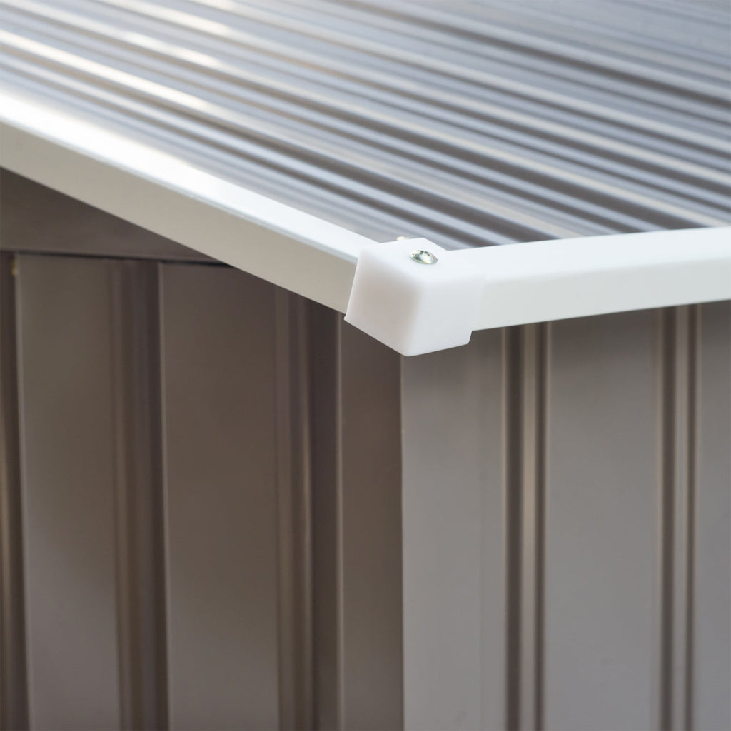 9 x 6FT Outdoor Garden Roofed Metal Storage Shed Tool Box with Foundation Ventilation & Doors Light Outsunny