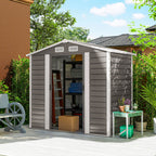 7 x 4ft Garden Shed, Easy to Assemble, Upgraded Galvanised Steel Frame with Foundation Kit, Double Doors with Lock, Outdoor Metal Shed with Vents and Gloves, Garden Storage Shed Outsunny