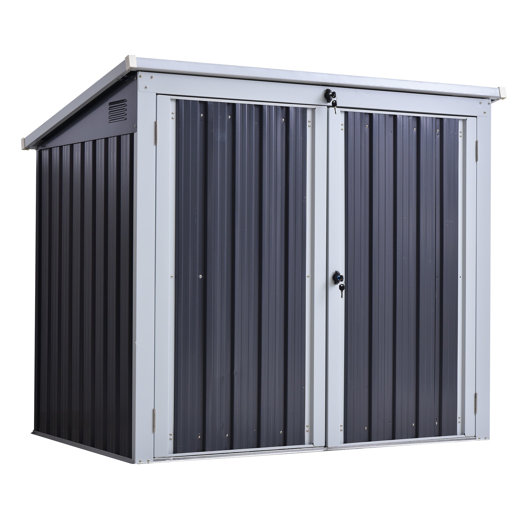 3.2 x 5.1ft Corrugated Steel Two-Bin Storage Shelter