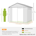 7.9ft x 6.2ft Aluminium Frame and Plastic Wall Shed, with Foundation Outsunny