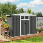 8 x 4 ft Metal Garden Shed, Garden Storage Shed with Window, 4 Vents and Lockable Door, Waterproof Galvanised Steel Tool Storage Cabinet Outsunny