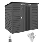 4 x 6ft Galvanised Metal Garden Shed, with Locking Door - Grey Outsunny
