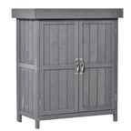 Small Shed, Wooden Garden Shed with Openable Hinged Roof and Removable Shelf, Outdoor Tool Storage Cabinet Chest with Double Doors, 74 x 43 x 88 cm Outsunny