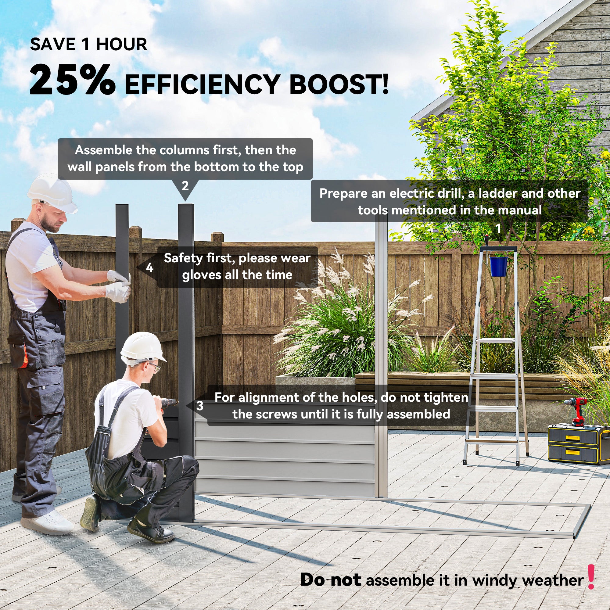 3.7 x 7.9ft Galvanised Steel Shed, with Latched Door and Padlock