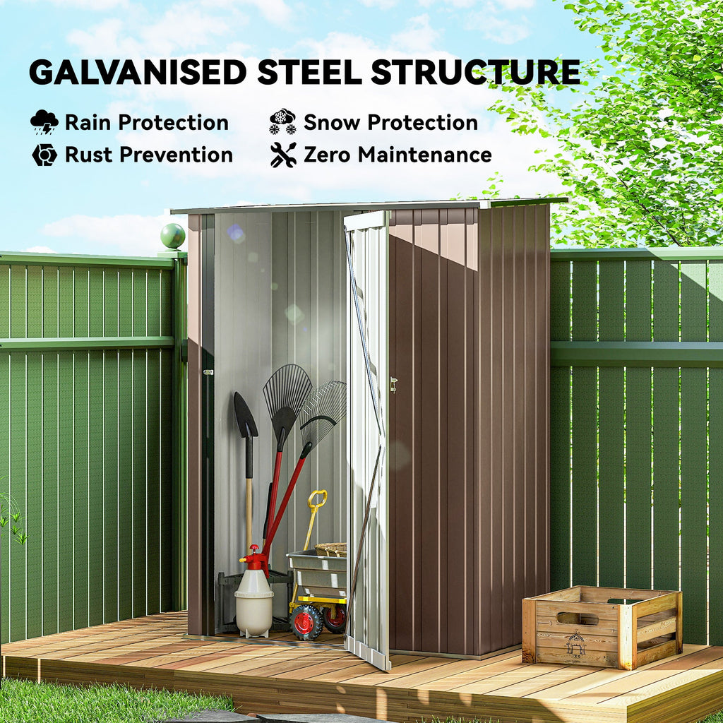 5ft x 3ft Metal Garden Storage Shed, Outdoor Tool Shed with Sloped Roof, Lockable Door for Tools, Equipment Outsunny