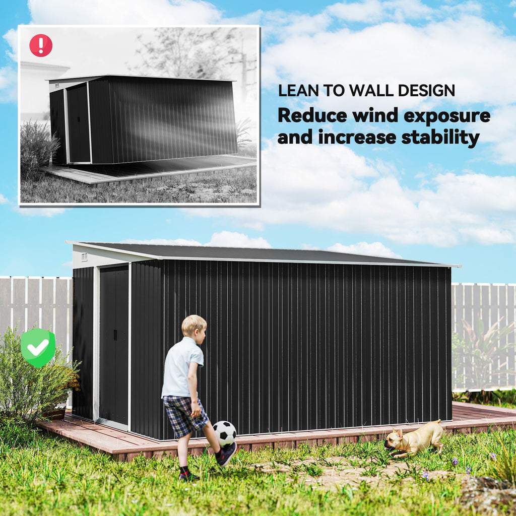 3.3 x 2.68m Corrugated Metal Shed Outsunny