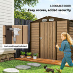 4 x 6ft Galvanised Steel Garden Shed, with Lock and Gloves - Oak Outsunny