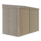 5 x 9ft Galvanised Metal Garden Shed with Foundation Kit, Outdoor Lean-to Shed, Tool Storage House with Lockable Doors, Gloves and 2 Air Vents for Patio Outsunny
