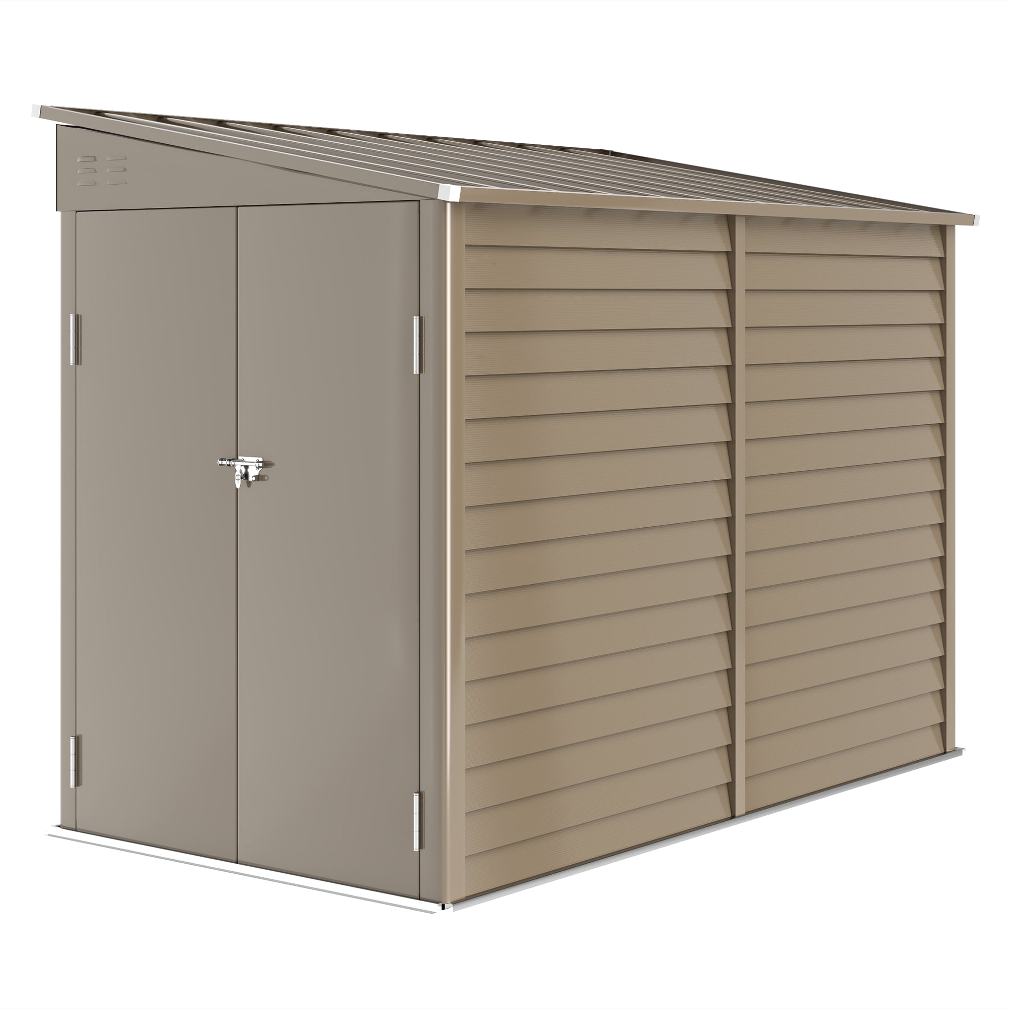 5 x 9ft Galvanised Metal Garden Shed with Foundation Kit, Outdoor Lean-to Shed, Tool Storage House with Lockable Doors, Gloves and 2 Air Vents for Patio Outsunny
