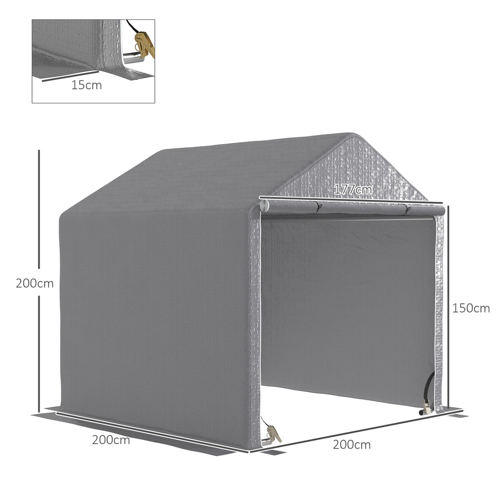 2 x 2m Garden Fabric Storage Tent - Grey