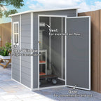 4'x5' Garden Storage Shed, Lean to Shed, Lockable Garden Shed with Window, Vent and Plastic Roof, Grey Outsunny